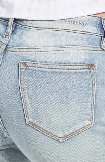 Vigoss Ace Ripped High Waist Denim Bermuda Shorts In Light Wash