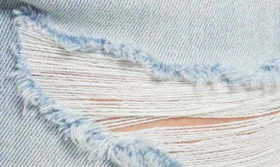 Shop Vigoss Ace Ripped High Waist Denim Bermuda Shorts In Light Wash