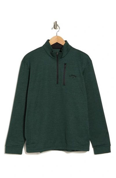Shop Callaway Golf Long Sleeve Tech Fleece Half-zip Pullover In Dark Trekking Green Heather