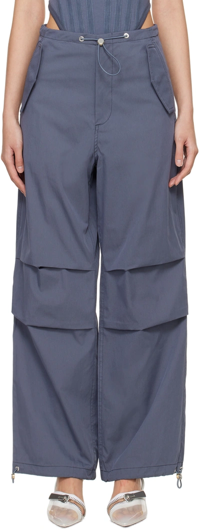 Dion Lee Womens Asphalt Parachute Wide-leg Mid-rise Cotton-blend Trousers In Asphalt