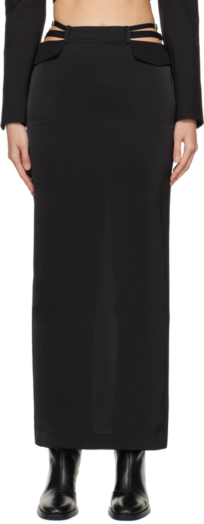 Shop Dion Lee Black Pocket Column Maxi Skirt