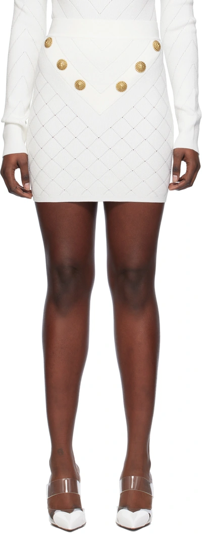 Shop Balmain White High-rise Miniskirt In 0fa Blanc