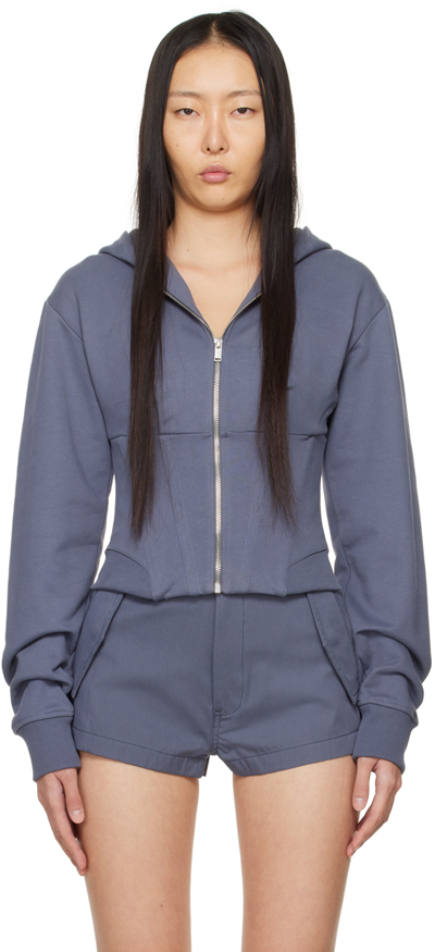 Shop Dion Lee Gray Layered Corset Hoodie In Asphalt