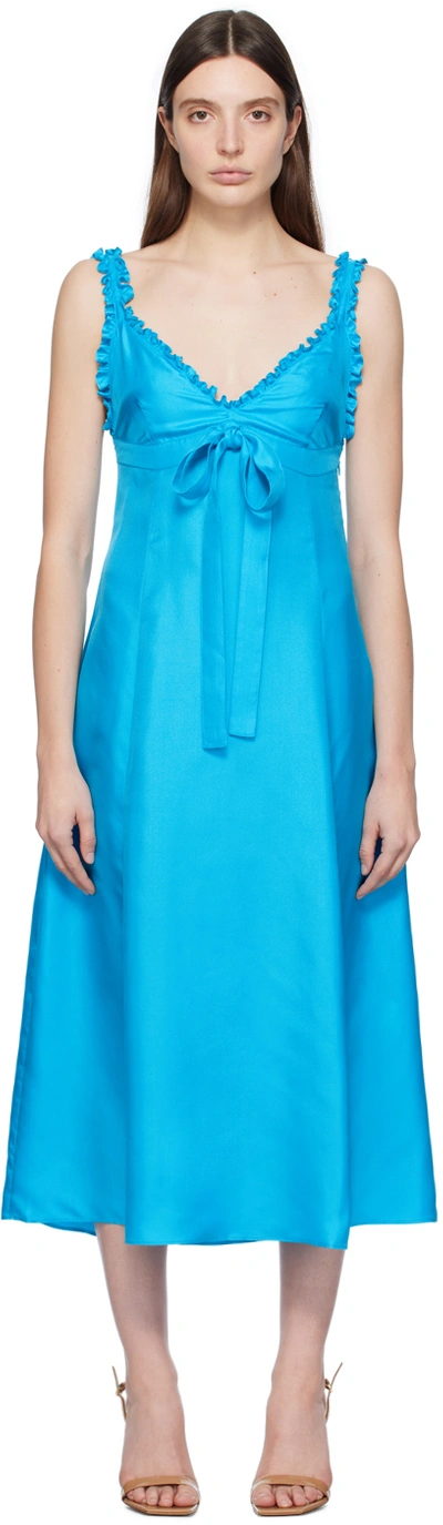 Shop Saks Potts Blue Henriette Midi Dress In Scuba Blue