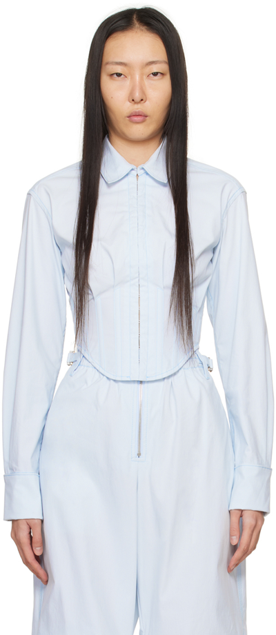 Shop Dion Lee Blue Tuxedo Shirt In Steam