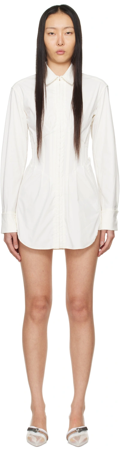 Shop Dion Lee Off-white Tuxedo Minidress In Ivory