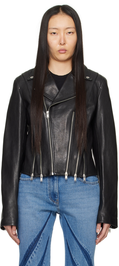 Shop Dion Lee Black Biker Leather Jacket