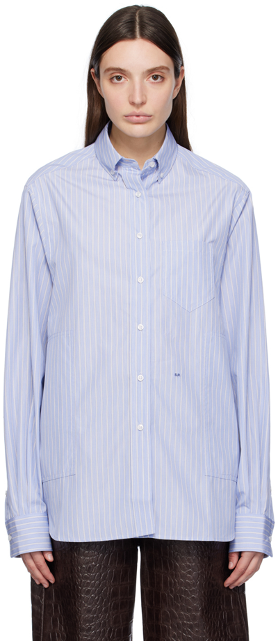 Saks Potts William Striped Cotton-poplin Shirt In Noble Blue