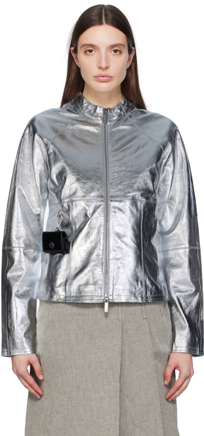 Saks Potts Silver Daria Leather Jacket In Silver