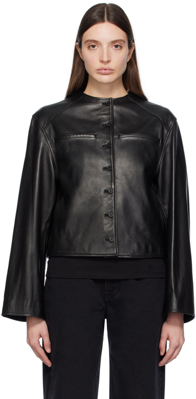 Shop Loulou Studio Black Brize Leather Jacket