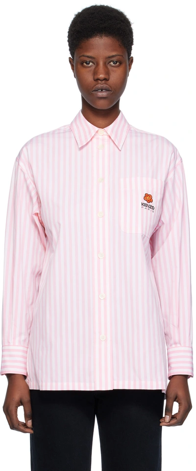 Shop Kenzo Pink  Paris Boke Flower Crest Shirt In Faded Pink
