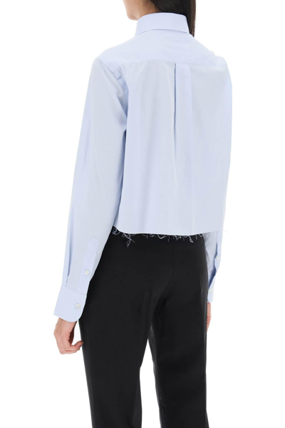 Shop Homme Girls Cotton Twill Cropped Shirt In Light Blue