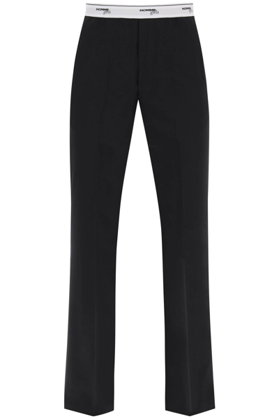 Shop Homme Girls Logo Band Trousers In Black