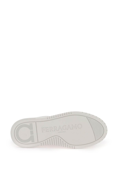 Shop Ferragamo Two-tone Leather Sneakers In White,black