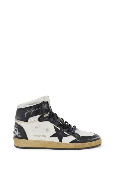 Shop Golden Goose Sky-star Hi-top Sneakers In White,black