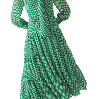 Shop Lk Bennett Polly Malachite/ Birch Dress In Green