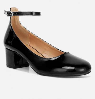 Shop Rag & Co Debbie Ankle Strap Low Block Heel Sandals In Black