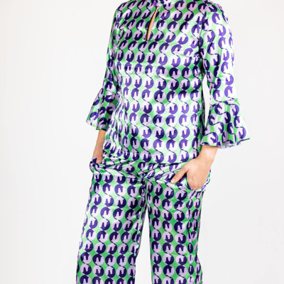 Shop Forza Cavallo Yin Yang Horse Satin Pajamas In Purple