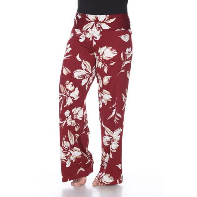 Shop White Mark Ps550-183-2xl Womens Flower Print Plus Size Palazzo Pants, Red