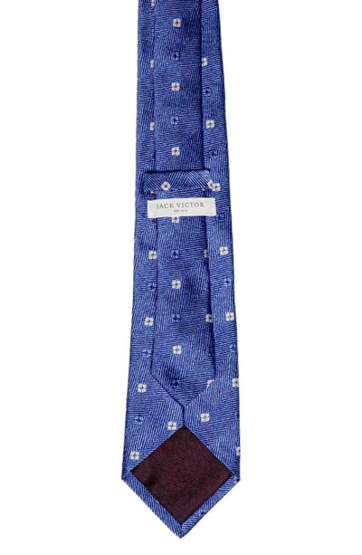 Shop Jack Victor Bethune Floral Herringbone Silk Tie In Blue