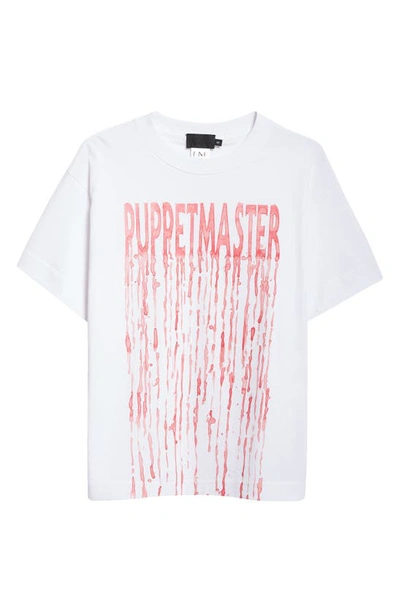 Shop Puppets And Puppets Puppetmaster Cotton Graphic T-shirt In White/ Red