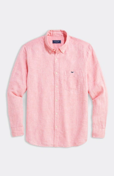 Shop Vineyard Vines Linen Button-down Shirt In Linen Passion Fruit