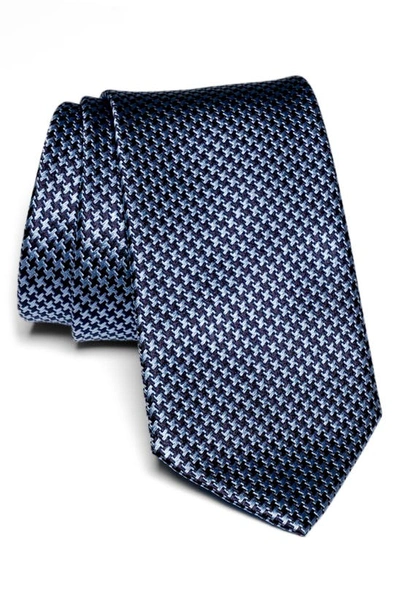 Shop Jack Victor Forden Houndstooth Silk Tie In Blue