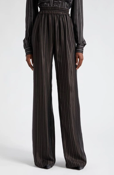Shop Ramy Brook Anahi Variegated Stripe Pants In Black Combo Striped Twill