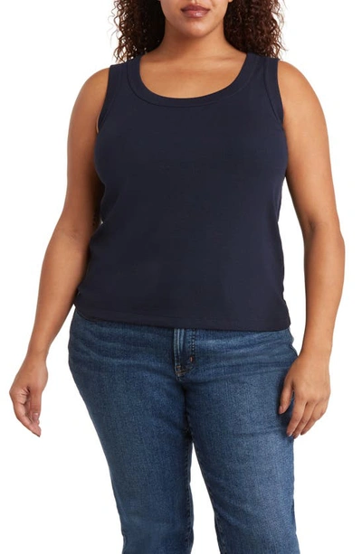 Shop Nic + Zoe Perfect Rib Scoop Neck Knit Tank Top In Dark Indigo