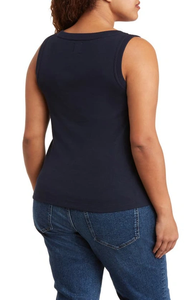 Shop Nic + Zoe Perfect Rib Scoop Neck Knit Tank Top In Dark Indigo