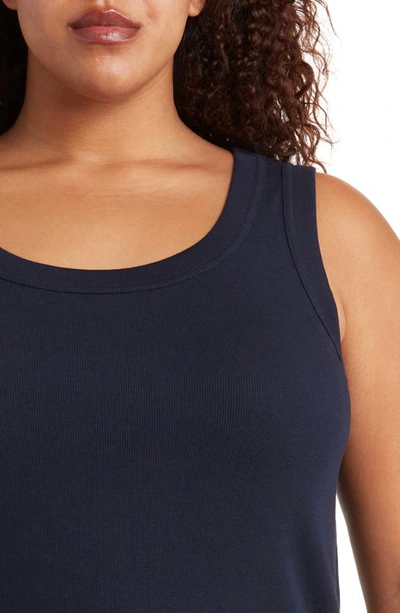 Nic + Zoe Perfect Rib Scoop Neck Knit Tank Top In Dark Indigo