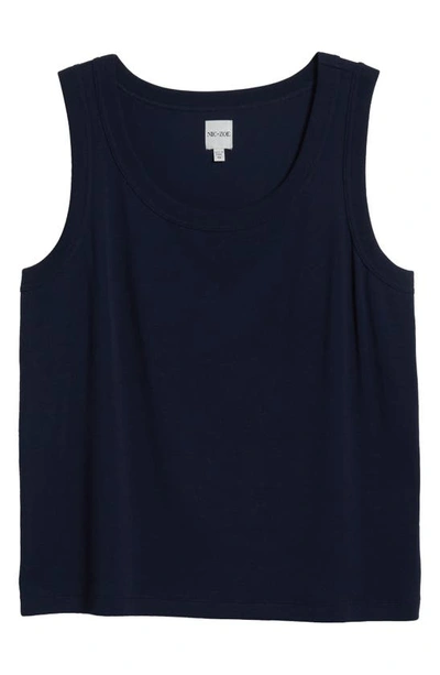 Nic + Zoe Perfect Rib Scoop Neck Knit Tank Top In Dark Indigo