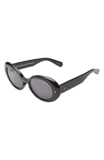 Shop Takahiromiyashita The Soloist Kurt 55mm Oval Sunglasses In Black