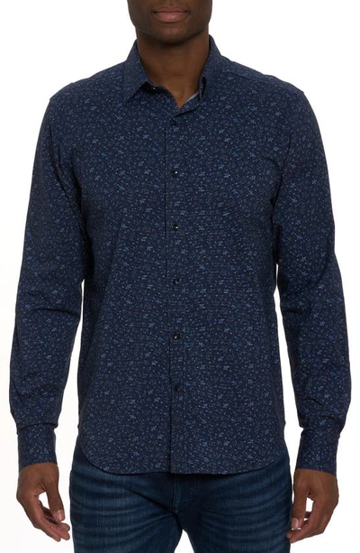 Shop Robert Graham Schneider Knit Button-up Shirt In Navy