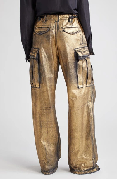 Shop R13 Wide Leg Cargo Jeans In Vintage Gold Black