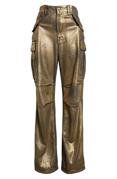 Shop R13 Wide Leg Cargo Jeans In Vintage Gold Black