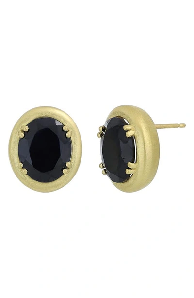 Shop Bony Levy 18k Gold Blue Sapphire Oval Button Stud Earrings In 18k Yellow Gold