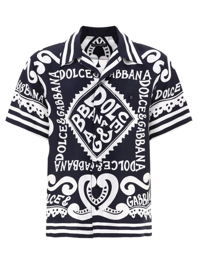 Shop Dolce & Gabbana Marina-print Hawaii Shirt In Blue