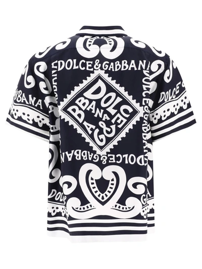 Shop Dolce & Gabbana Marina-print Hawaii Shirt In Blue
