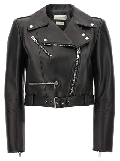 Shop Alexander Mcqueen Cropped Nail Casual Jackets, Parka In Black