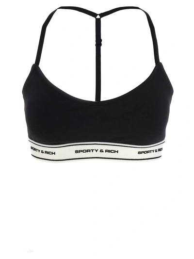 Shop Sporty And Rich Logo Sports Bra Underwear, Body In White/black