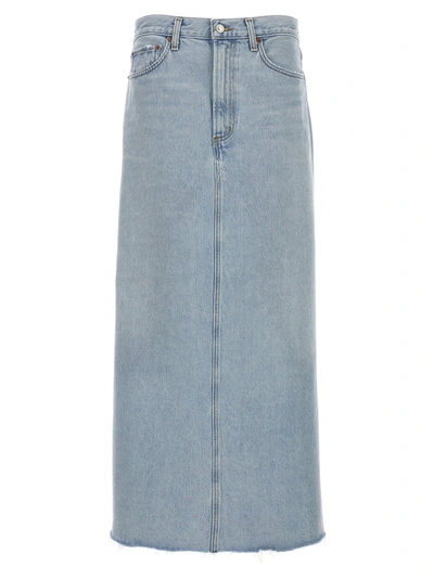 Agolde Blue Denim Long Skirt