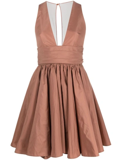 Shop Pinko V-neck Dress In Brown