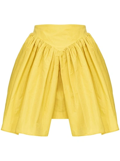 Shop Pinko Flared Pleated Mini Skirt In Yellow