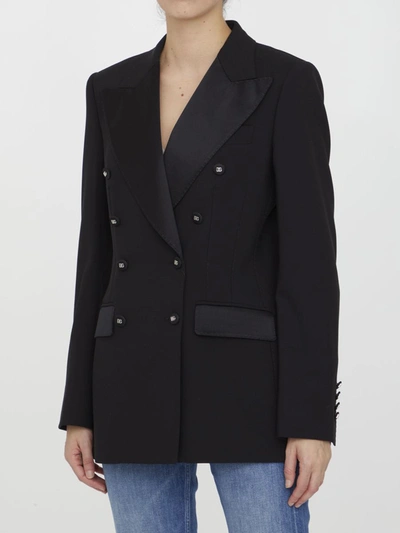 Shop Dolce & Gabbana Wool And Duchesse Tuxedo Jacket In Black