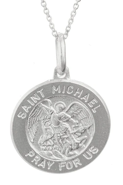 Shop Best Silver Saint Michael Coin Pendant Necklace In Silver