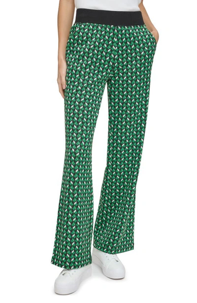 Shop Andrew Marc Sport Geo Jacquard Pants In Kelly Green Combo