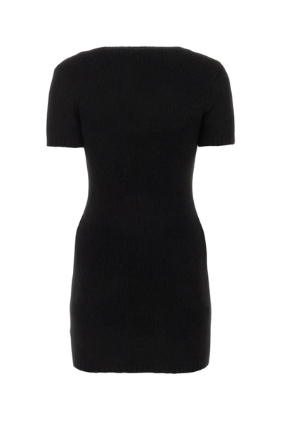 Alexander Wang Logo Jacquard Short Sleeve Body-con Minidress In Black