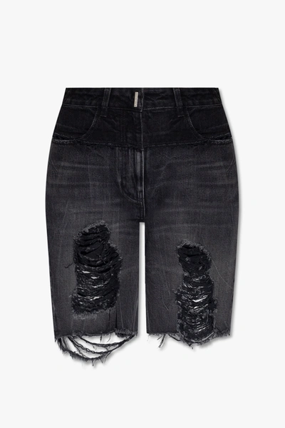 Shop Givenchy Grey Denim Shorts In New