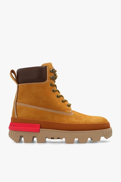 Shop Moncler Brown ‘mon Corp' Leather Ankle Boots In New